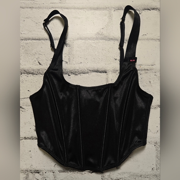 NWT La Senza Black Satin Corset & Garter Set XS - Picture 3 of 16